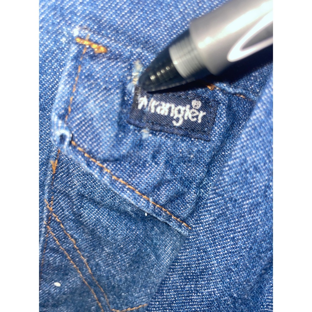 Lot of 2 Wrangler Mens Western Denim Pearl Snap Shirts Blue Regular Fit 17-34 - Picture 6 of 14